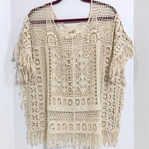 Anthropologie Tops - Anthropologie Angel Of The North Crochet Lace Top M/L